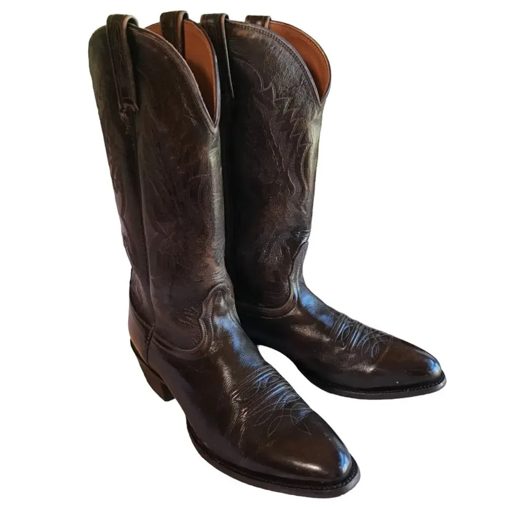 Nacona Mens Dark Walnut Imperial Calf Western Boots size 10 D